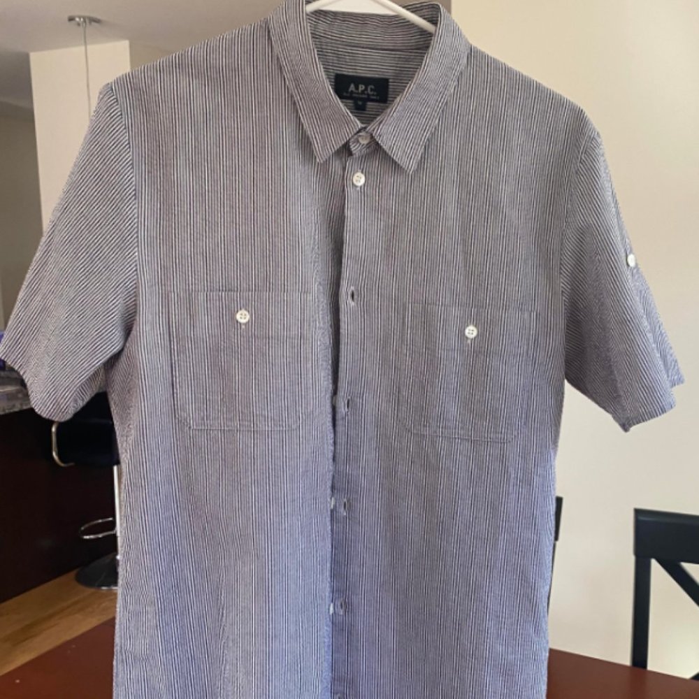 A.P.C. Striped Short Sleeve Shirt - Men's - APC French - Paris - Medium Slim Fit